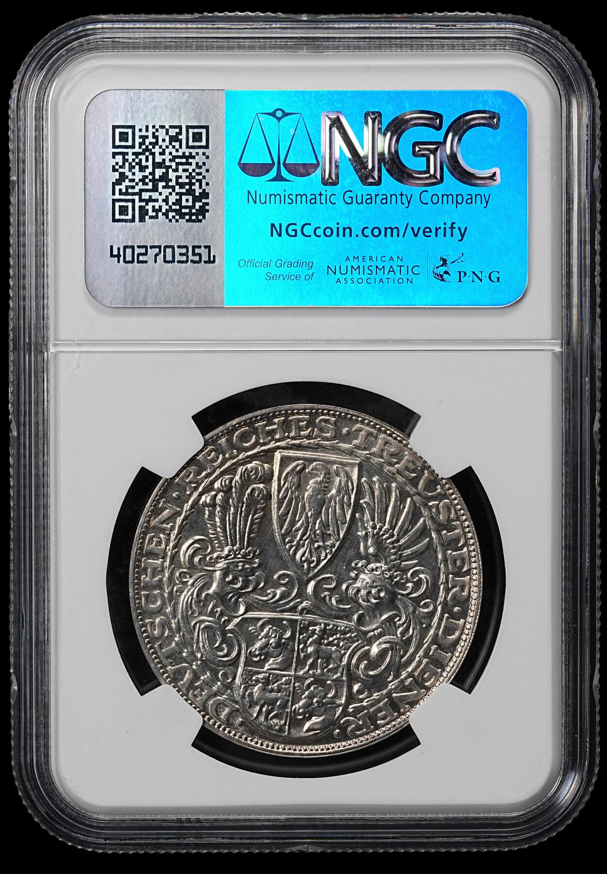 修遠堂世界钱币第九十期 NGC MS62 1927年德国-兴登堡80大寿纪念银币章 五马克型
