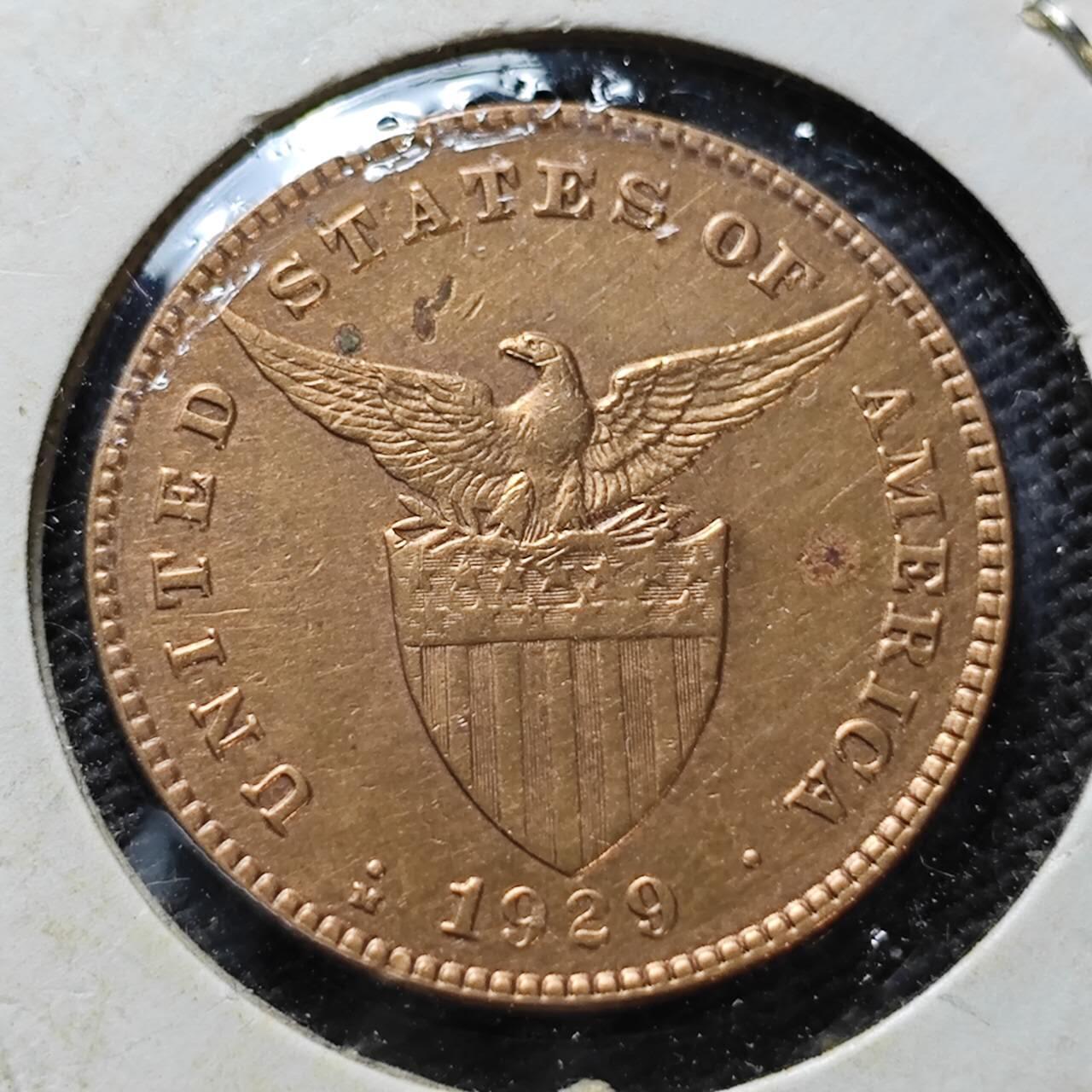 KK钱币收藏小铺  第357场  2月预留时间 周末发货  1929美属菲律宾1分铜币