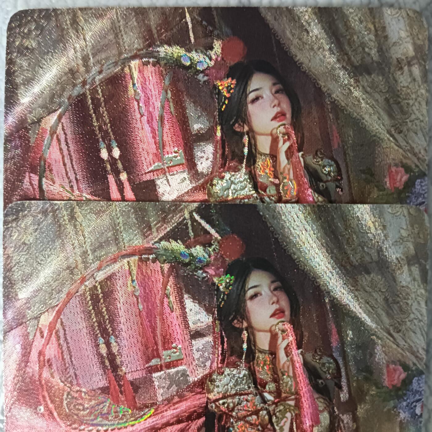 花开卡拍第44期（10月26号周日截拍，品控勿拍!!!拍品不寄存，运费5元，自制卡难免瑕疵，可能存在轻微撞角爆边等出厂瑕疵，品控介意勿拍！） 燎原刷子人间传 扈三娘双服饰 幻彩粗闪2张