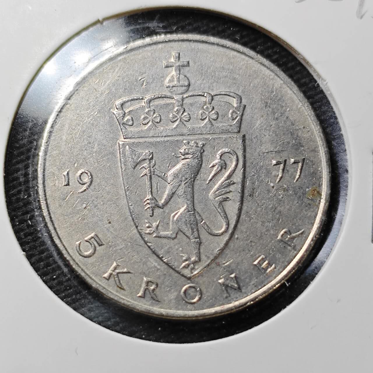 KK钱币收藏小铺  第358场  2月预留时间 周末发货  挪威5克朗