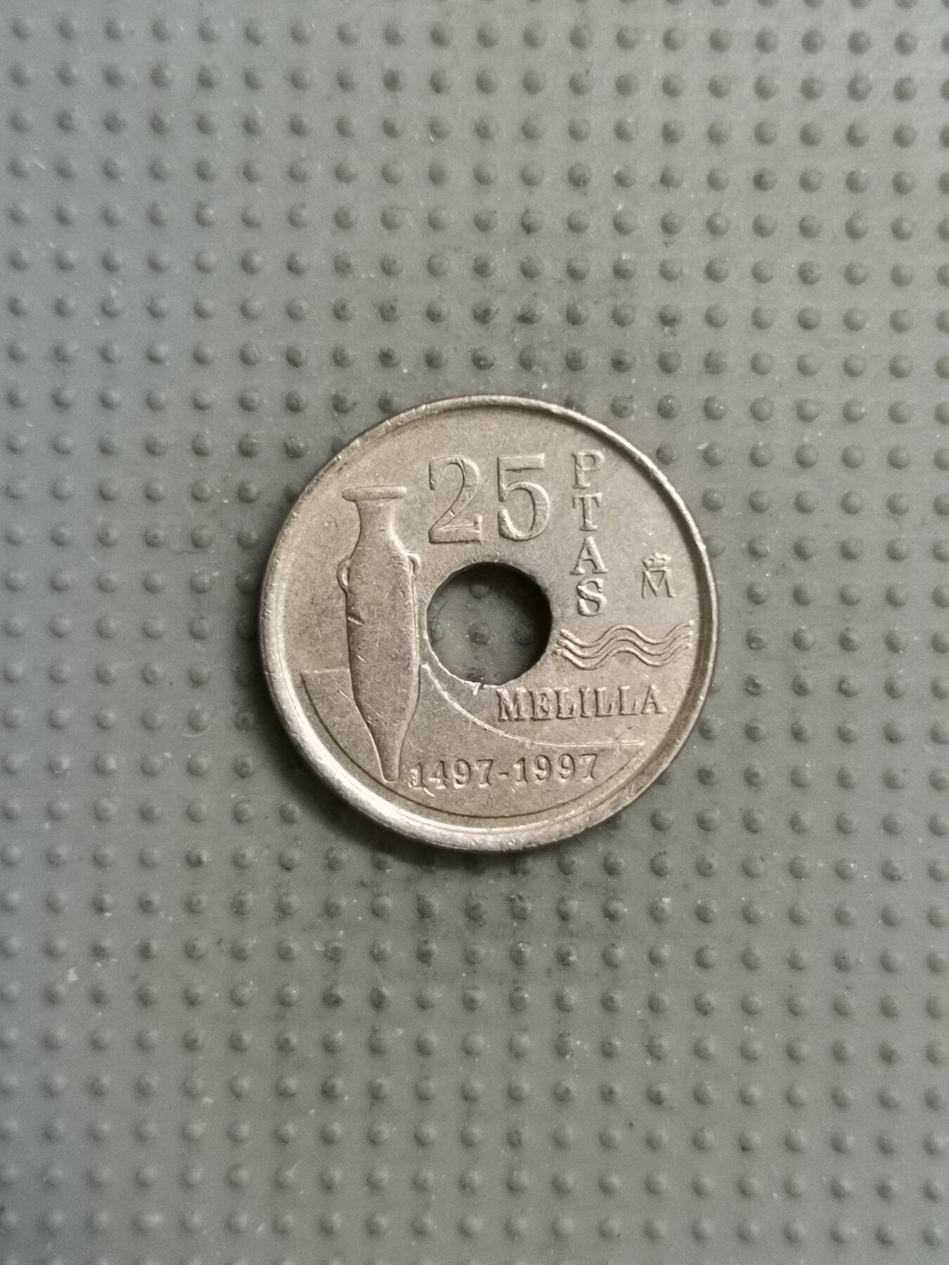 2025年第105场各国散币拍卖（总第105场）26号发一次货 西班牙1997年梅利利亚25比塞塔纪念币