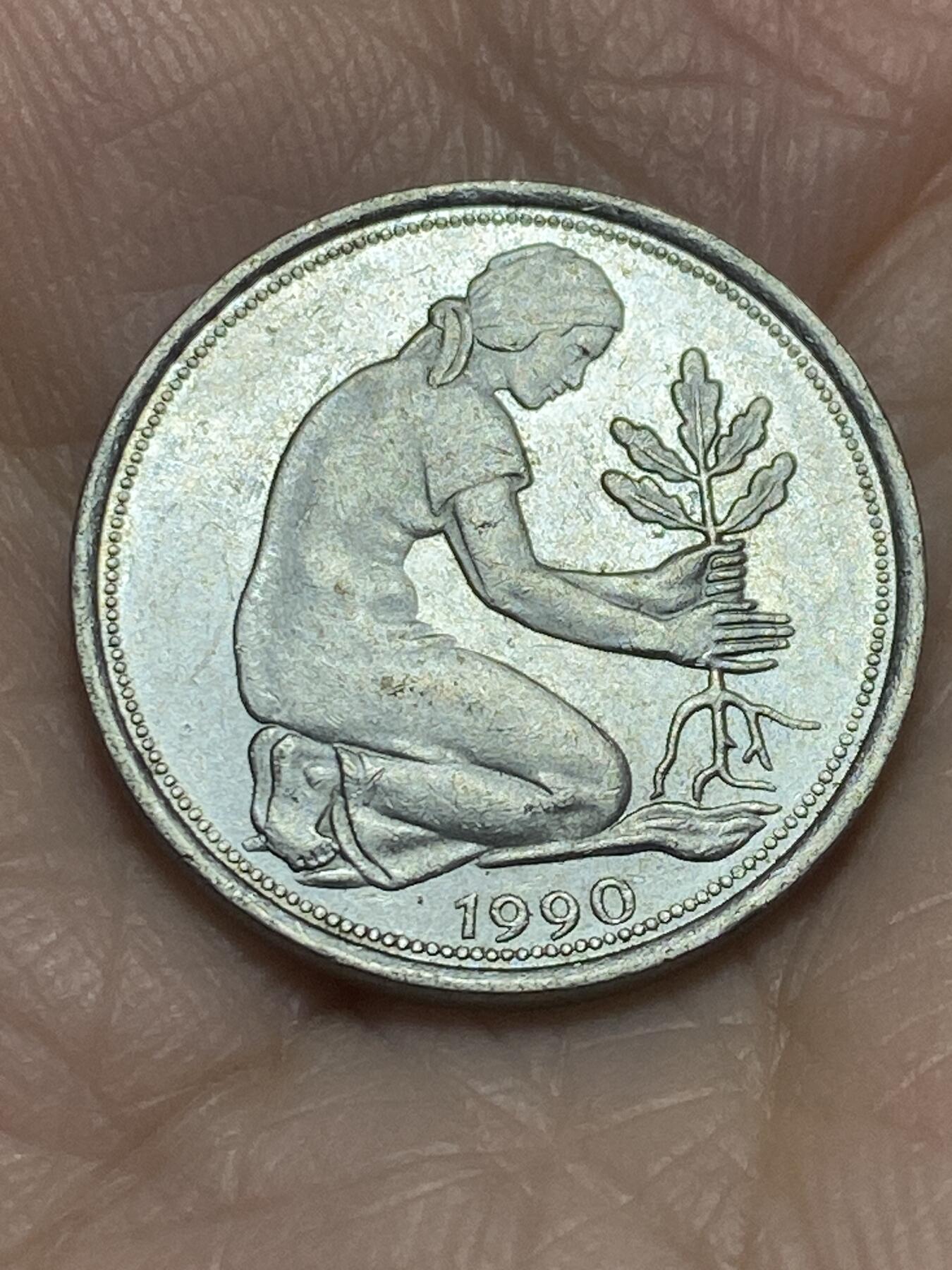 2025年第一百一十六场(总第一百四十二场）外国好品散币(免佣金) 德国🇩🇪1990年50芬尼(J标汉堡造)