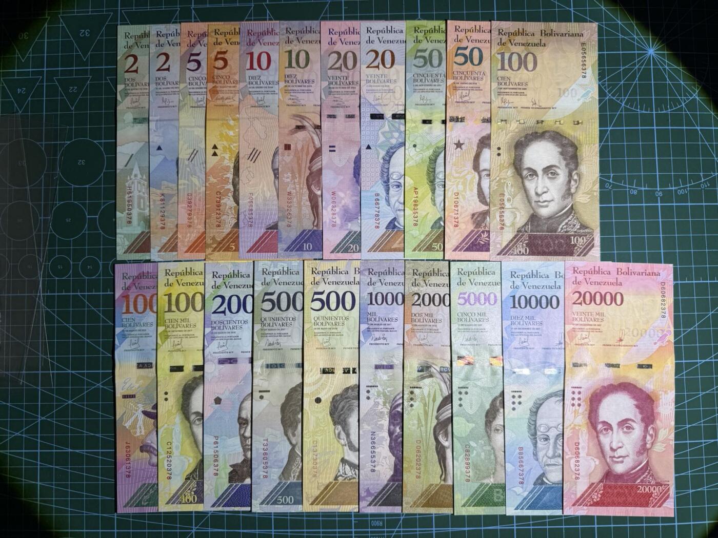 【炜奕收藏】，第四十九期，多套加拿大纸币、港澳靓号 委内瑞拉2-20000彩虹钞共21张，UNC品相