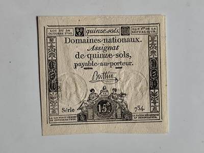 10月23日小精品外国纸币 - 1792年法国大革命时期纸币