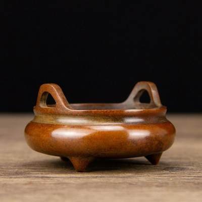 听雨轩（七） - 苏工纯铜三足冲天耳铜香薰炉7.4*4.3*6.5  245k