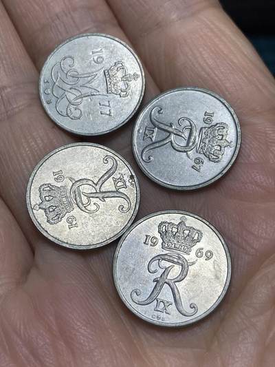 2025年第一百一十六场(总第一百四十二场）外国好品散币(免佣金) - 丹麦🇩🇰10欧尔4枚：1961年67年69年77年