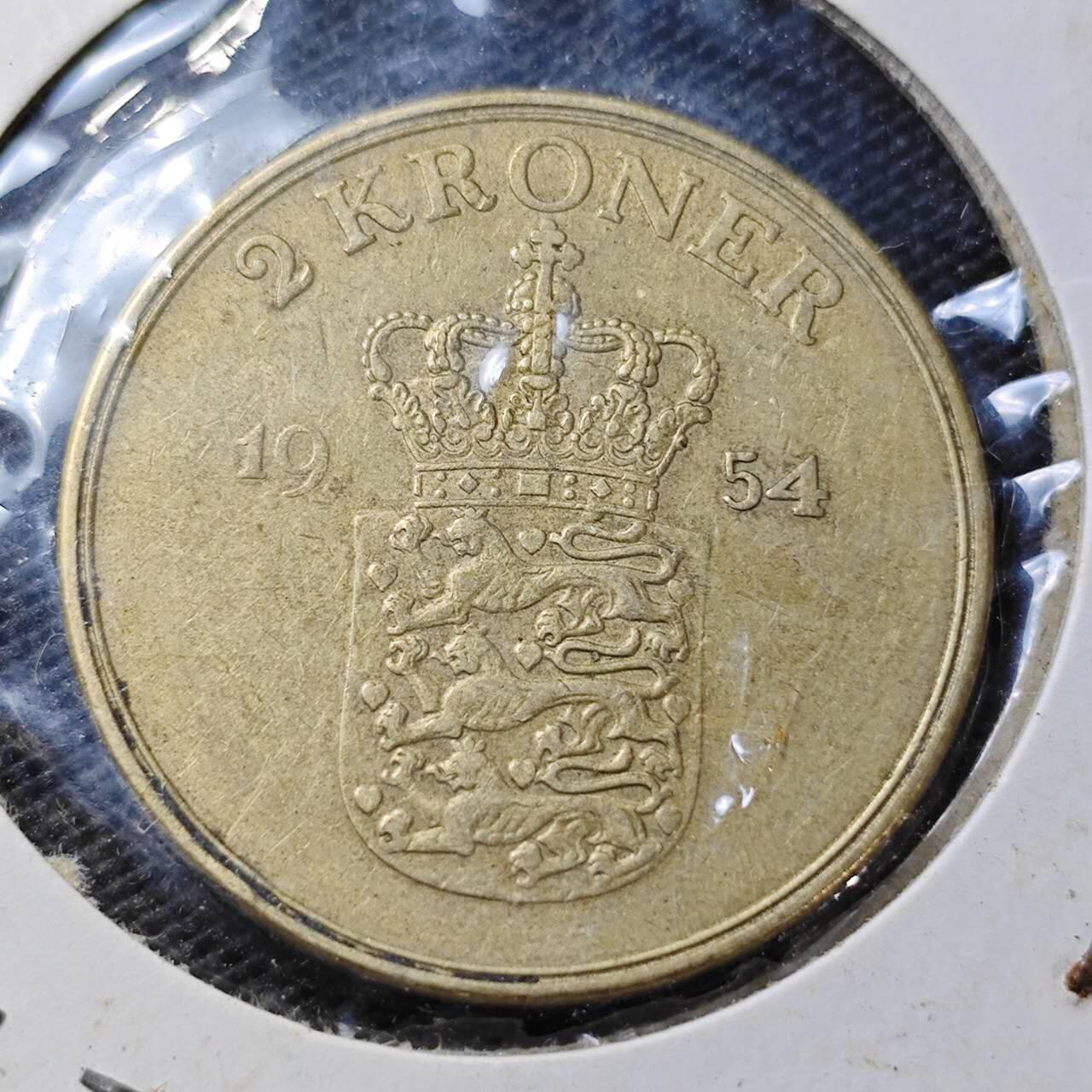 KK钱币收藏小铺  第358场  2月预留时间 周末发货  1954丹麦2克朗