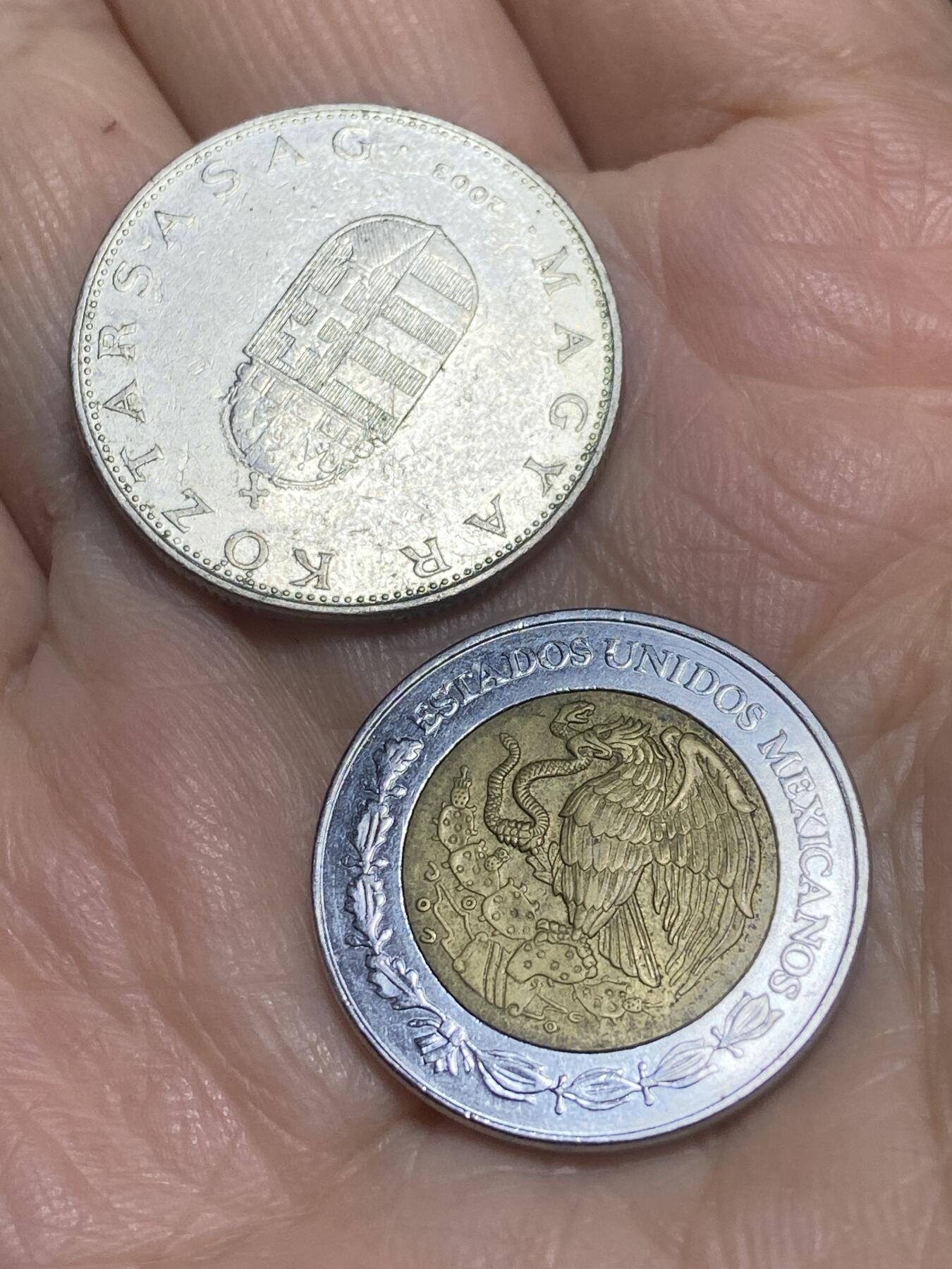 2025年第一百一十六场(总第一百四十二场）外国好品散币(免佣金) 散币2枚：墨西哥🇲🇽2000年2元，匈牙利🇭🇺2003年10福林
