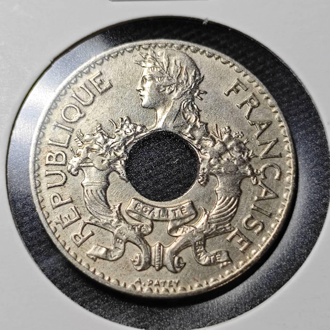 KK钱币收藏小铺  第358场  2月预留时间 周末发货  1938法属印支5分镍币