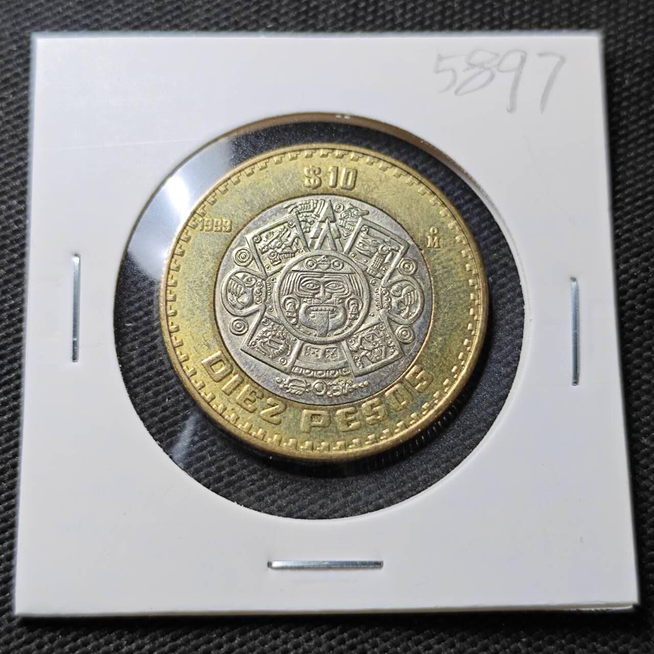 KK钱币收藏小铺  第358场  2月预留时间 周末发货  1999墨西哥10比索双色币