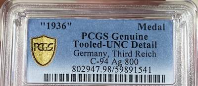 万国钱币拍卖第053期【万国秋季大拍上●周五周六两场连拍】 - PCGS UNCD 1936年后铸德国民族社会主义工人党党首纪念银章 臆造后铸800银（原图请私信后台或自行查询官网）