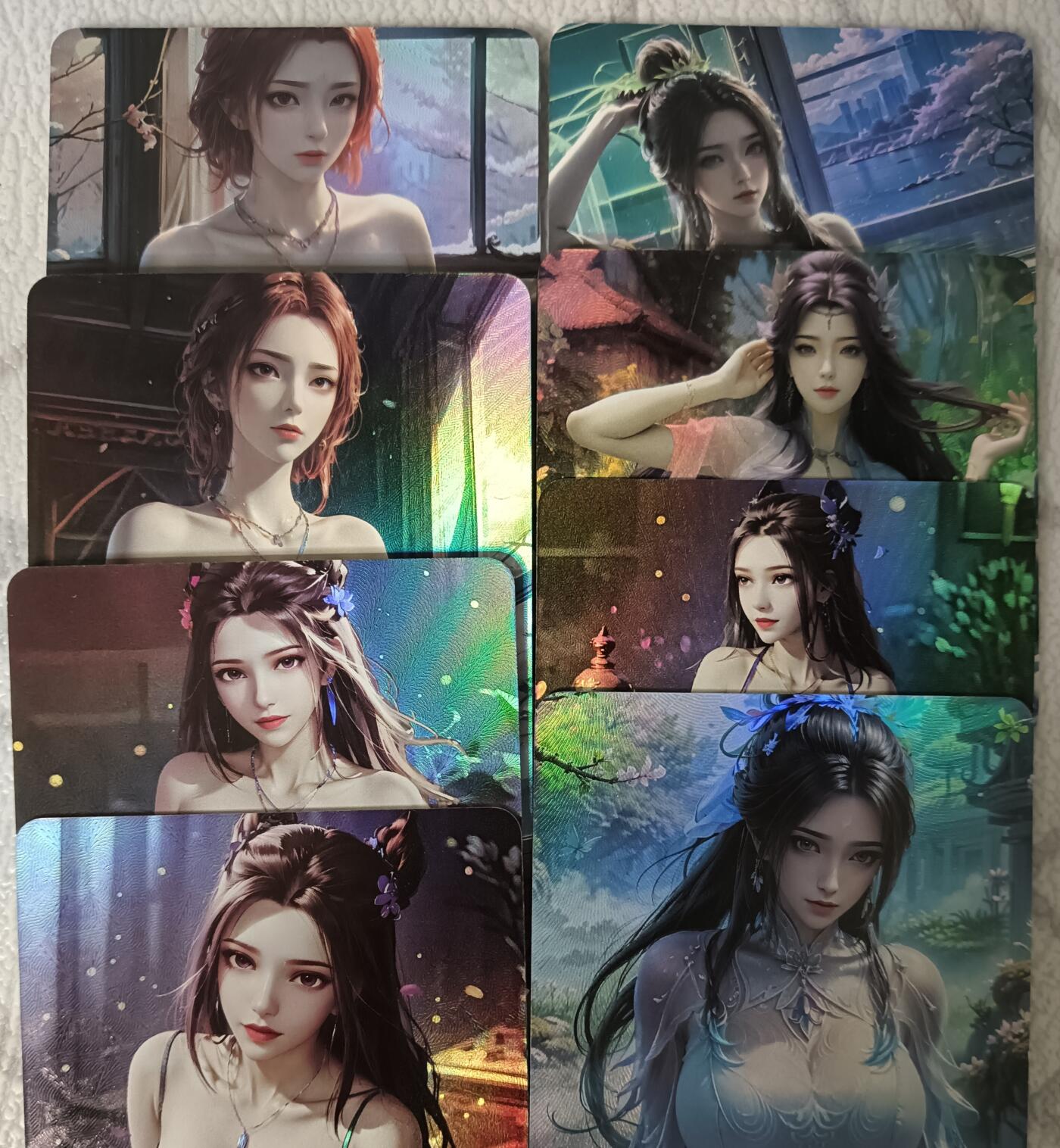 花开卡拍第44期（10月26号周日截拍，品控勿拍!!!拍品不寄存，运费5元，自制卡难免瑕疵，可能存在轻微撞角爆边等出厂瑕疵，品控介意勿拍！） 国漫同人，8张，折光彩闪
