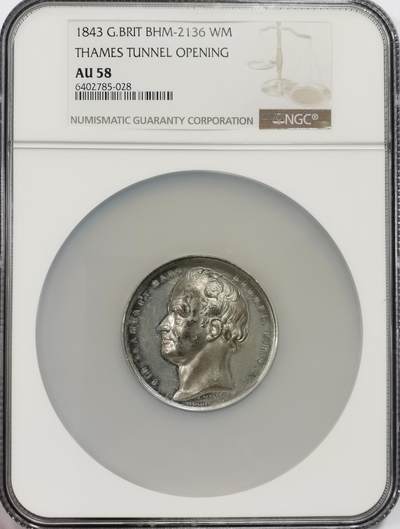 博洋堂世界钱币拍卖第144期（全场包邮） - NGC AU58 英国1843年泰晤士隧道开通纪念章