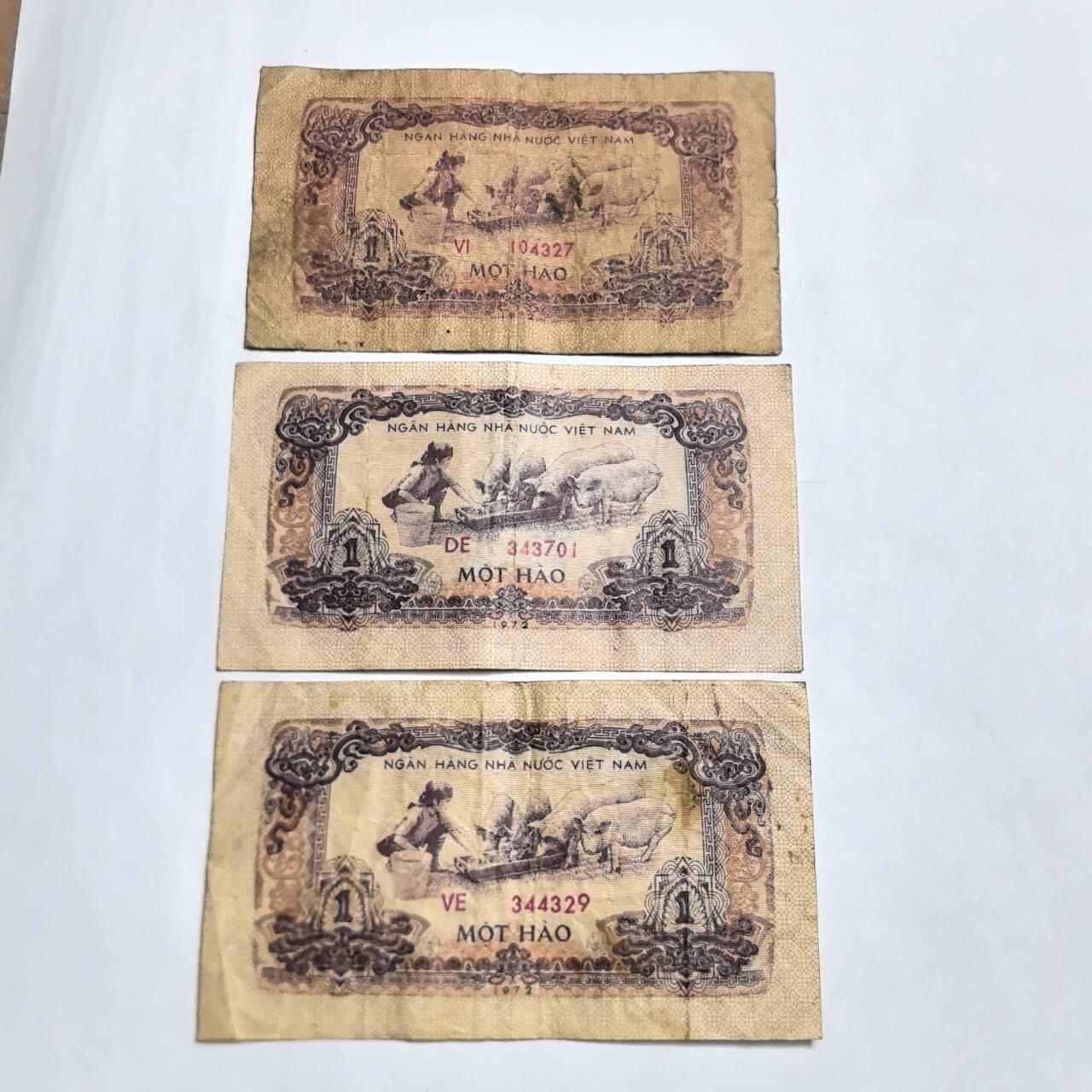各国外币第94期 无佣金 越南1毫 1972年 喂猪3张