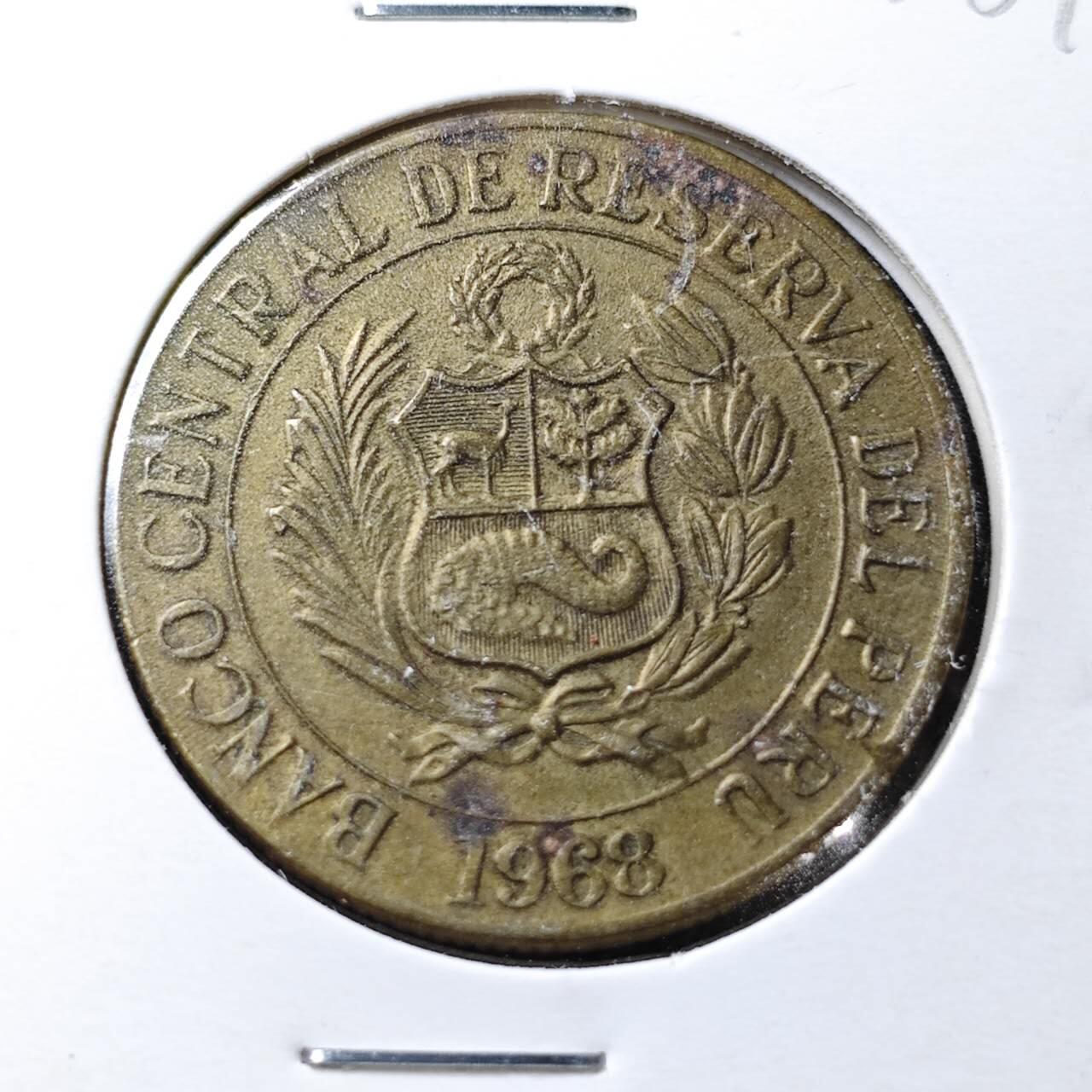 KK钱币收藏小铺  第358场  2月预留时间 周末发货  1968秘鲁1索尔 羊驼铜币