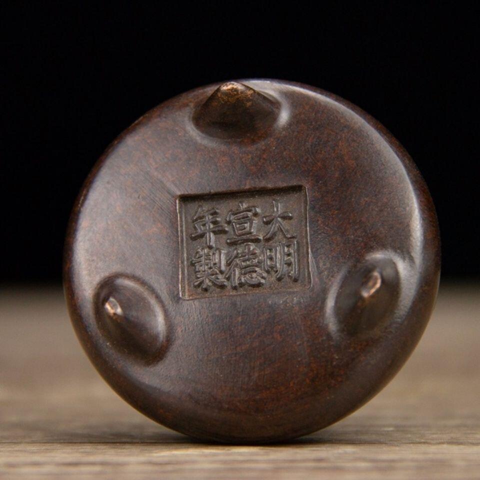 听雨轩（七） 纯铜三足冲天耳熏香炉摆件,3.8*6cm  0.17kg