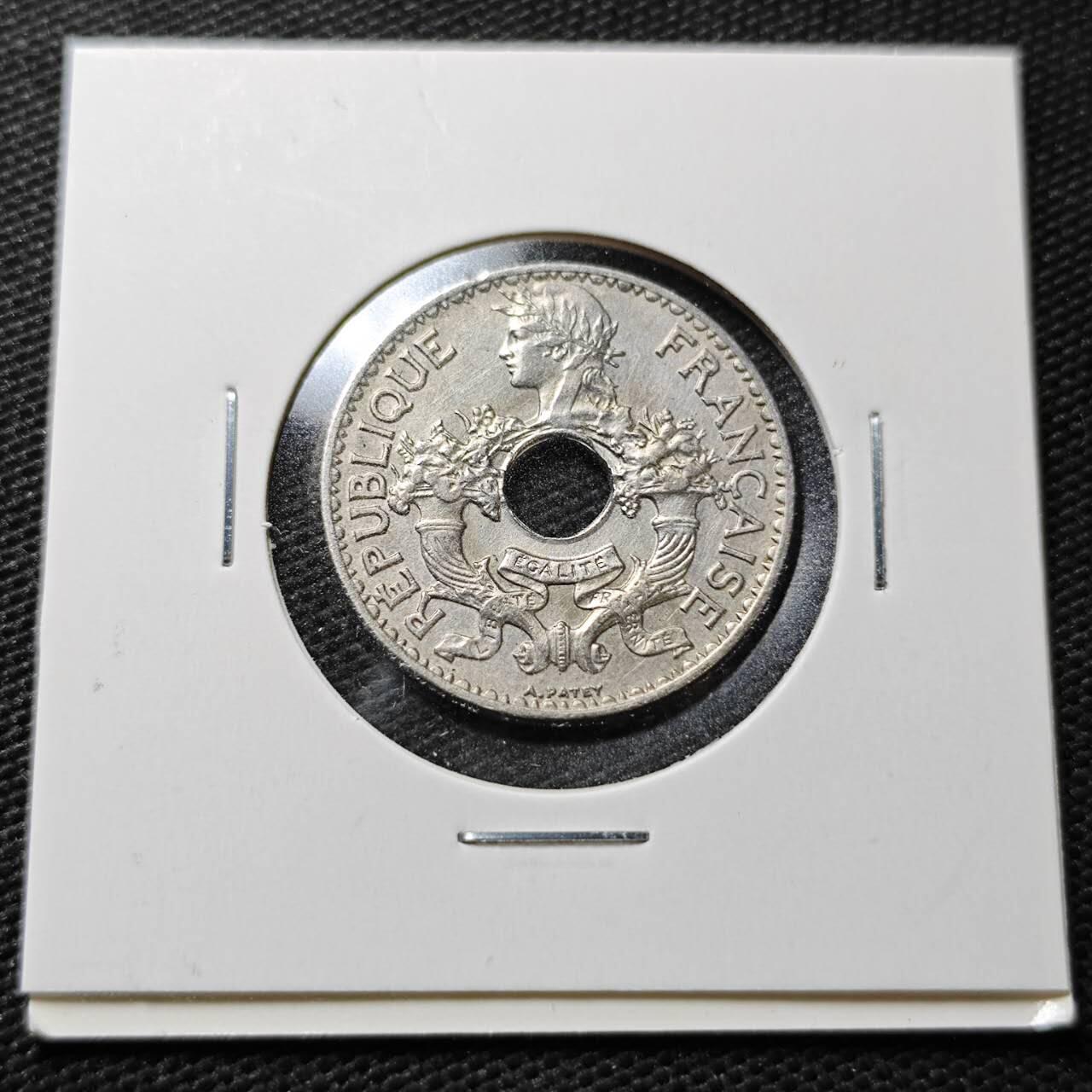 KK钱币收藏小铺  第358场  2月预留时间 周末发货  1937法属印支5分镍币