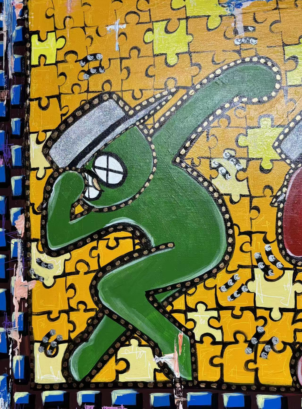 零元拍：歪歪亲笔签名原作品:《碎片里的灵魂跃动》（不是复制画哦）