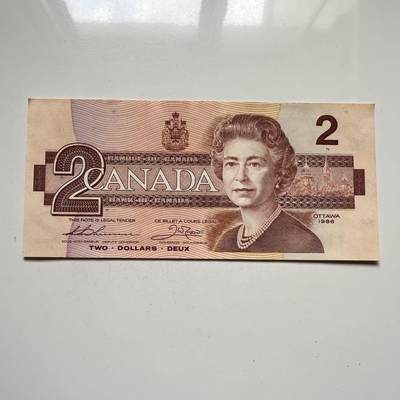 🌹外币初藏🌹🐯2025年第119场  每周二四六晚8️⃣点 接代拍 - 加拿大1986年¥2 