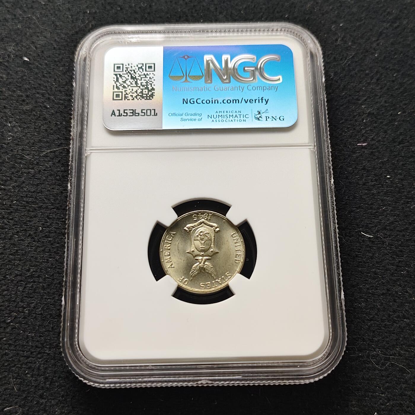 【全场包邮】纯粹捡漏拍471场（免费代拍第8场） 美属菲律宾1945年5分-NGC MS63