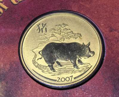 北京马甸外国币专卖第145期，外国币专场，陆续上拍，欢迎关注 - 2007年澳大利亚珀斯造币厂发行50分生肖猪邮币封