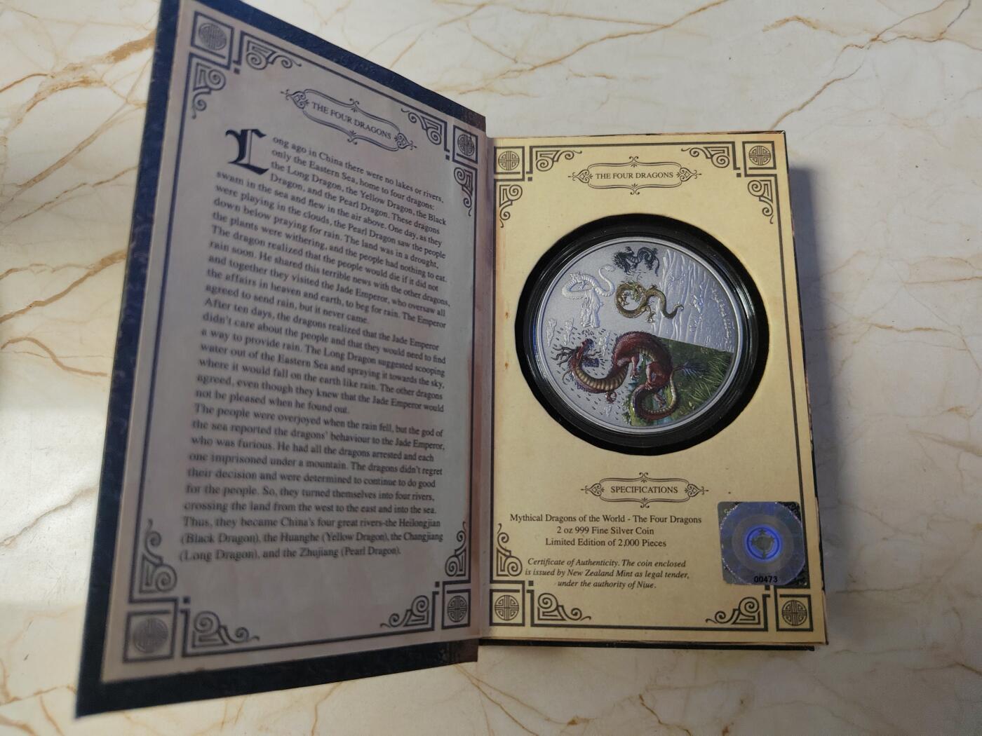 第179期拍卖【长期征集拍品】 纽埃2019年龙的传说系列中国龙2盎司纪念彩色银币，999银，发行2000枚