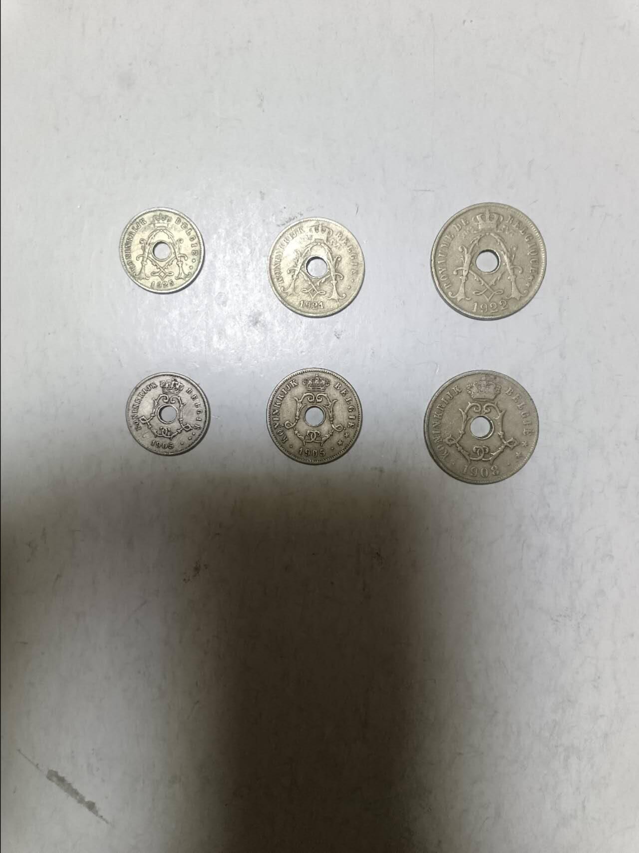【20251027】非全新纸币第298场 比利时早期6枚硬币各为不同版本
