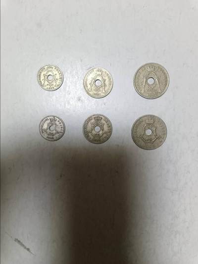 【20251027】非全新纸币第298场 - 比利时早期6枚硬币各为不同版本