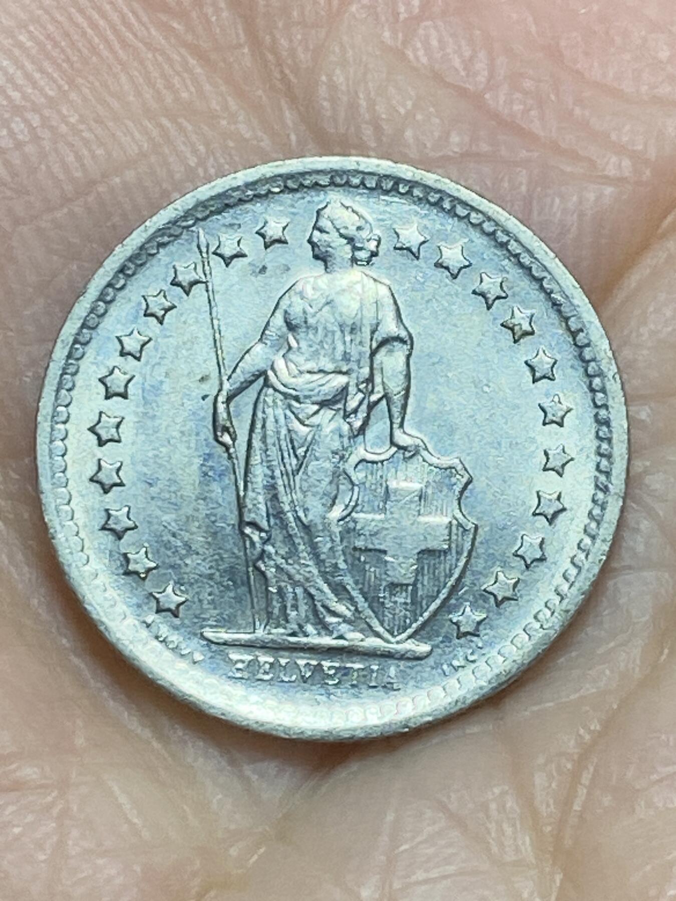 2025年第一百一十六场(总第一百四十二场）外国好品散币(免佣金) 瑞士🇨🇭1970年1/2法郎(无标版)