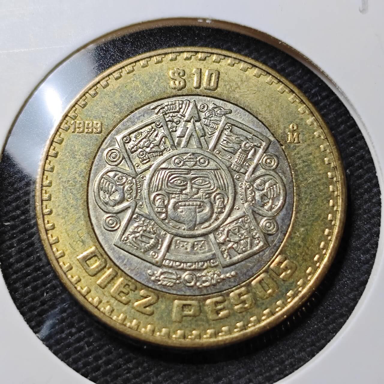 KK钱币收藏小铺  第358场  2月预留时间 周末发货  1999墨西哥10比索双色币