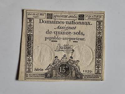 10月23日小精品外国纸币 - 法国1793年大革命时期纸币