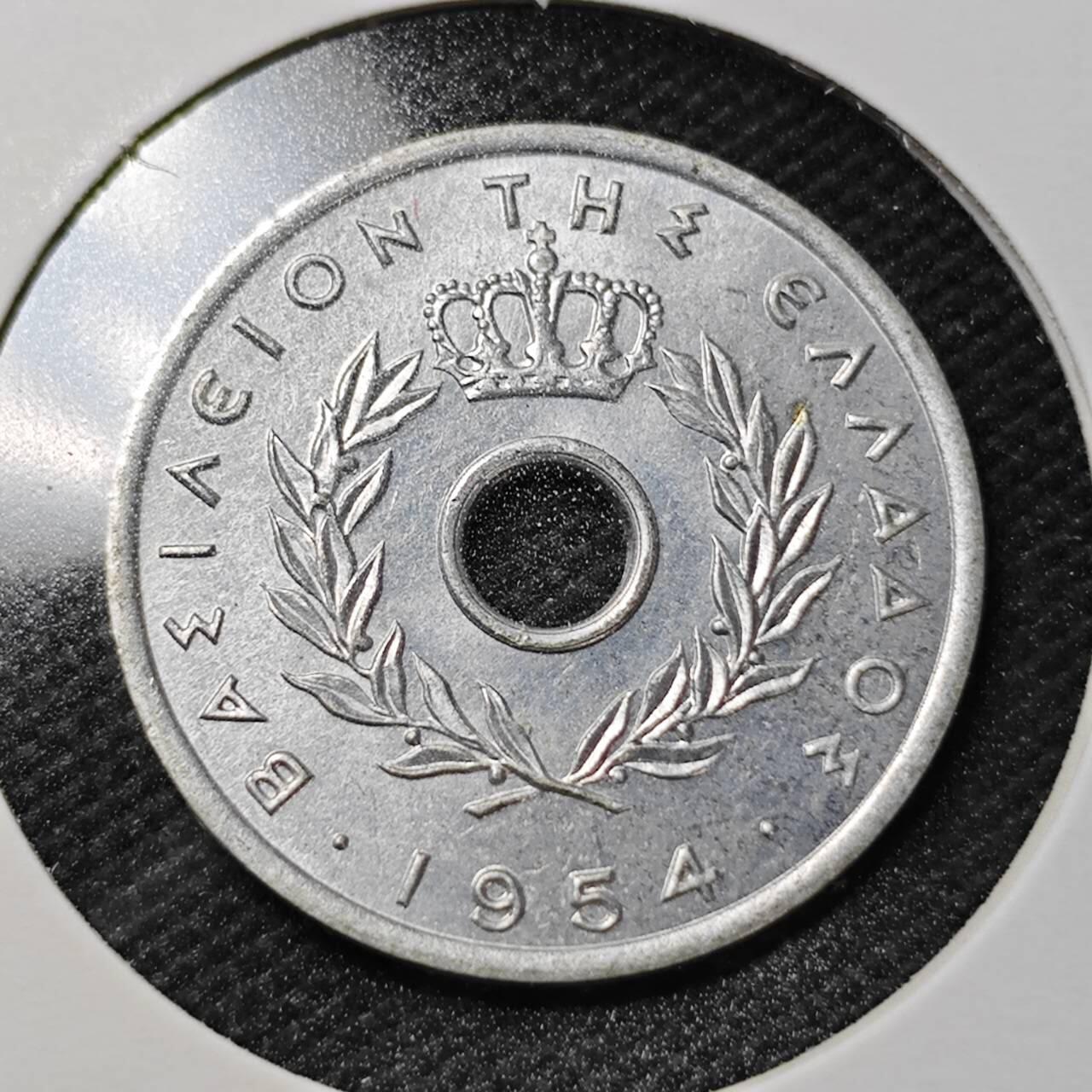 KK钱币收藏小铺  第358场  2月预留时间 周末发货  1954希腊10雷普塔好品