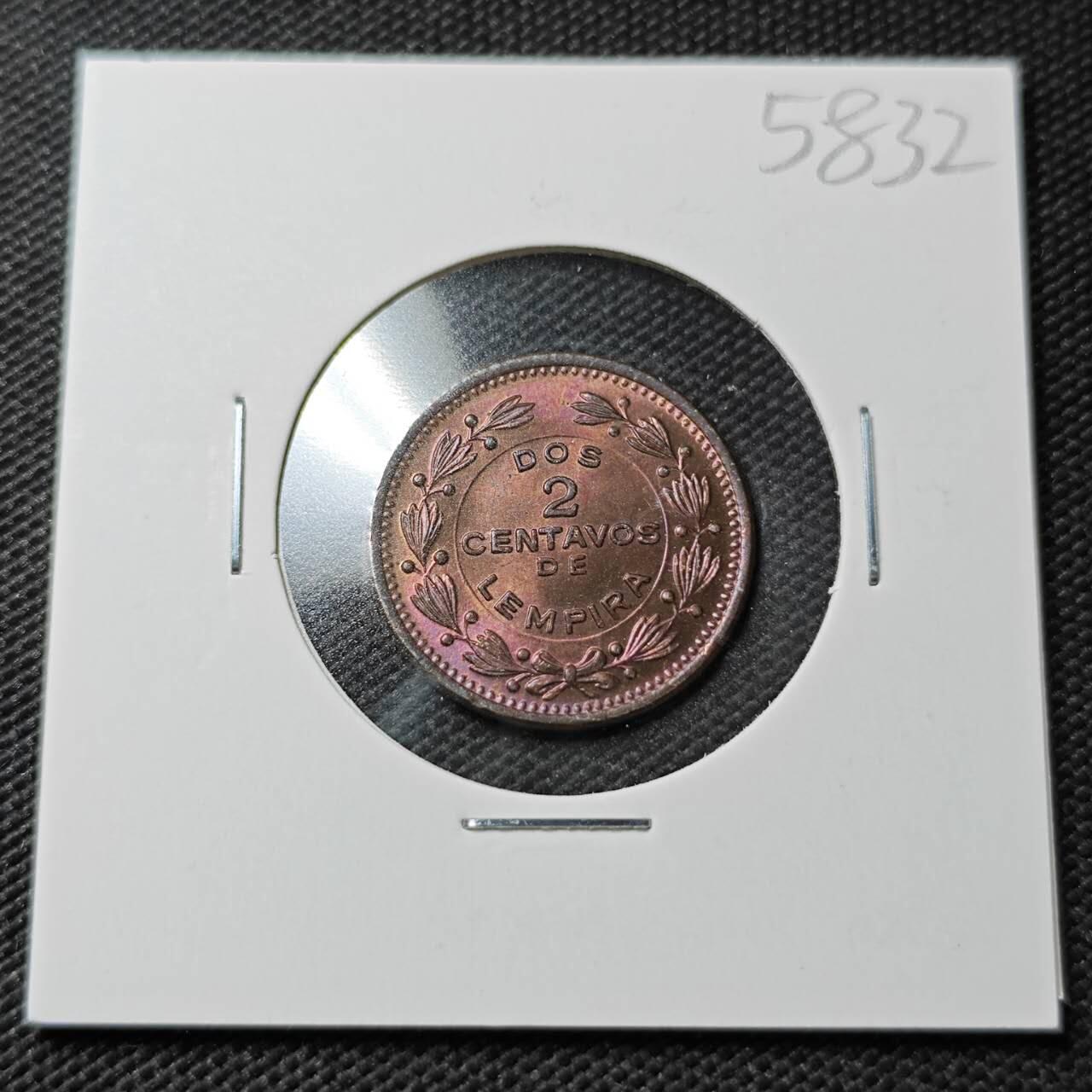 KK钱币收藏小铺  第358场  2月预留时间 周末发货  1956洪都拉斯2分铜币 好品