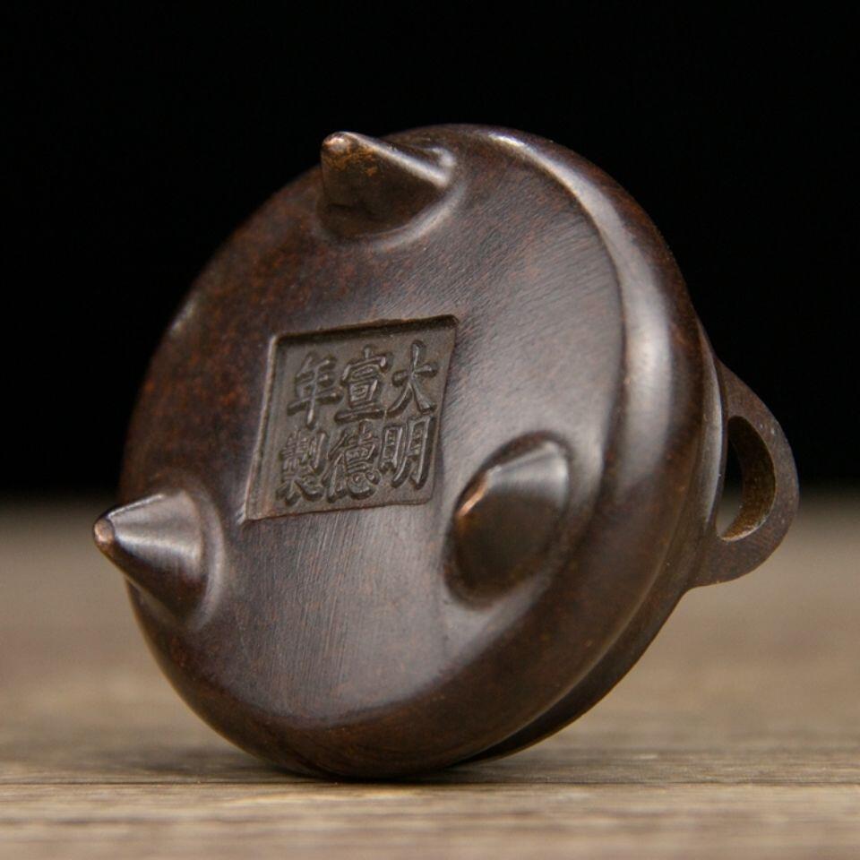 听雨轩（七） 纯铜三足冲天耳熏香炉摆件,3.8*6cm  0.17kg