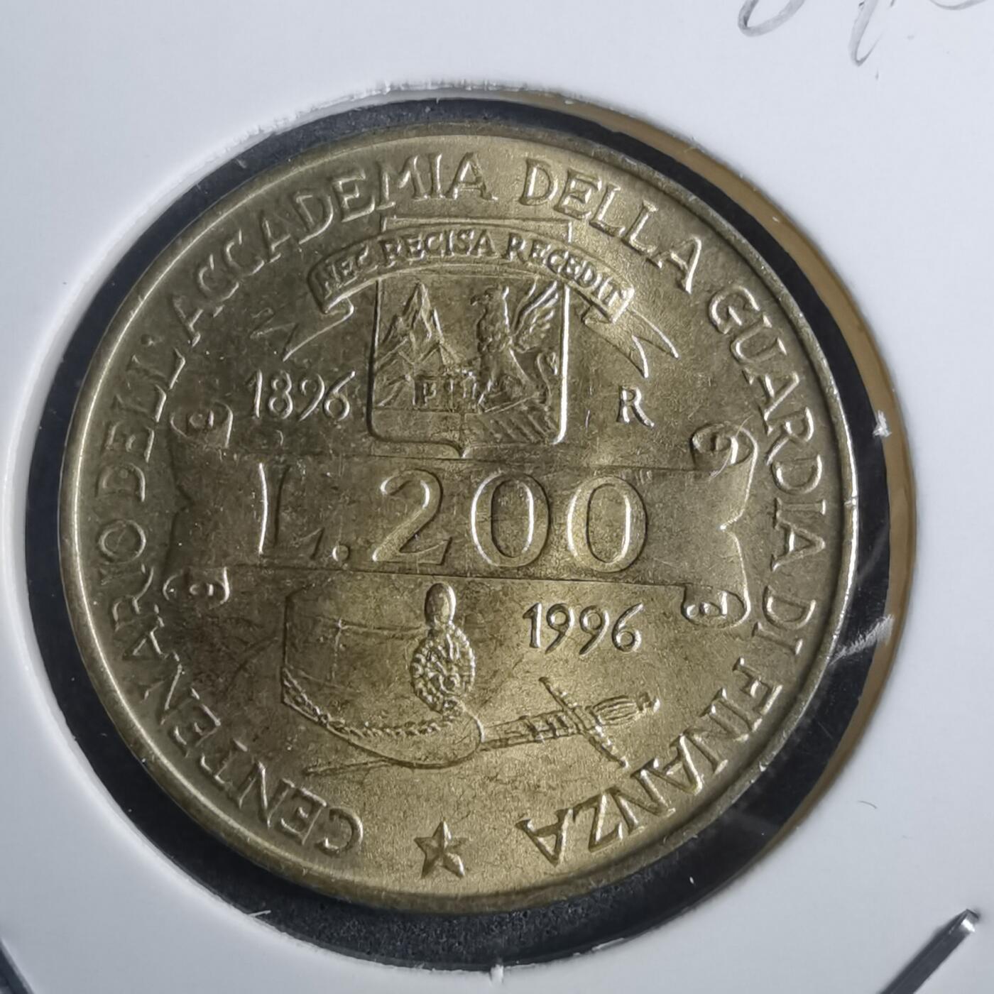 沼泽如烟--第884场 意大利1996年200里拉纪念币