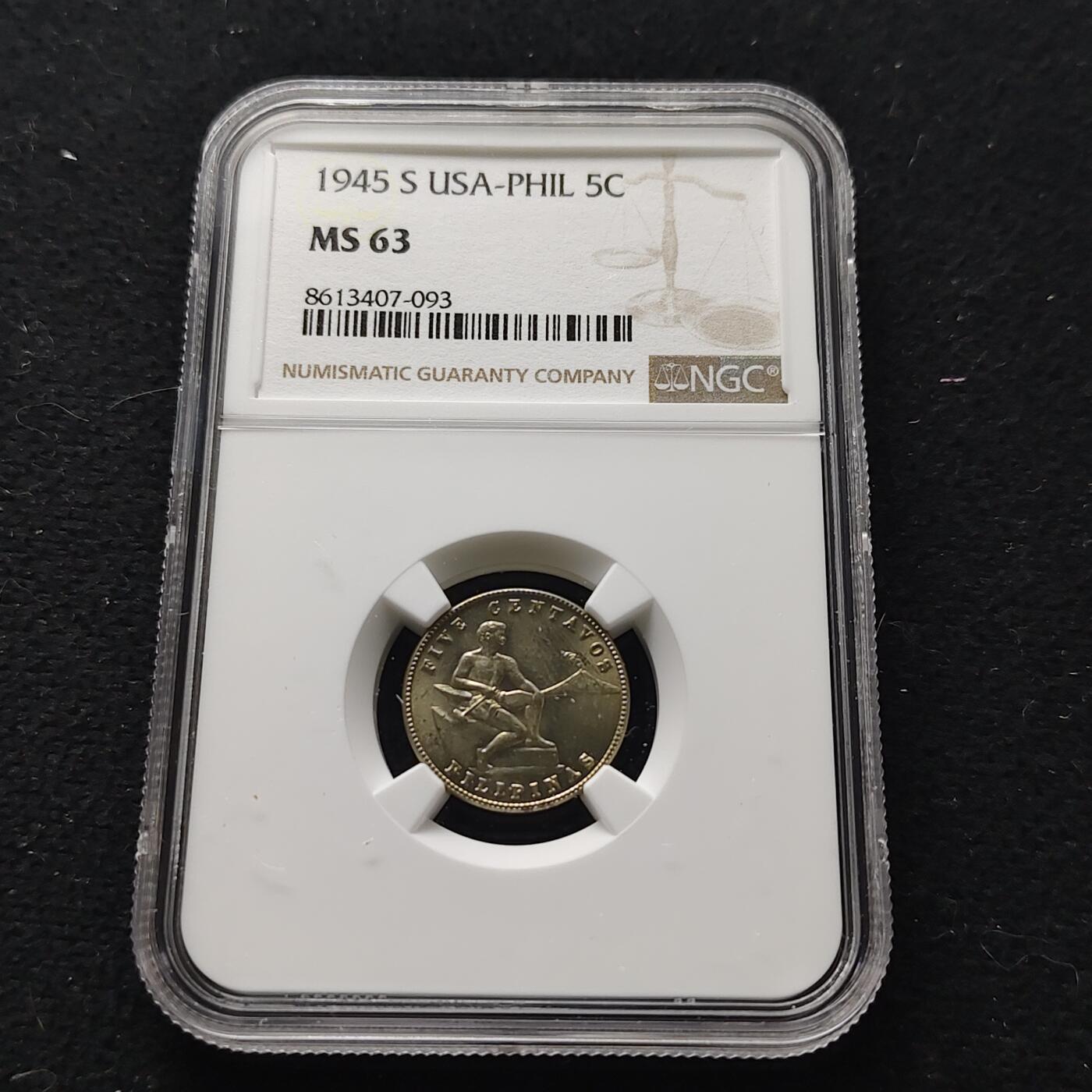 【全场包邮】纯粹捡漏拍471场（免费代拍第8场） 美属菲律宾1945年5分-NGC MS63