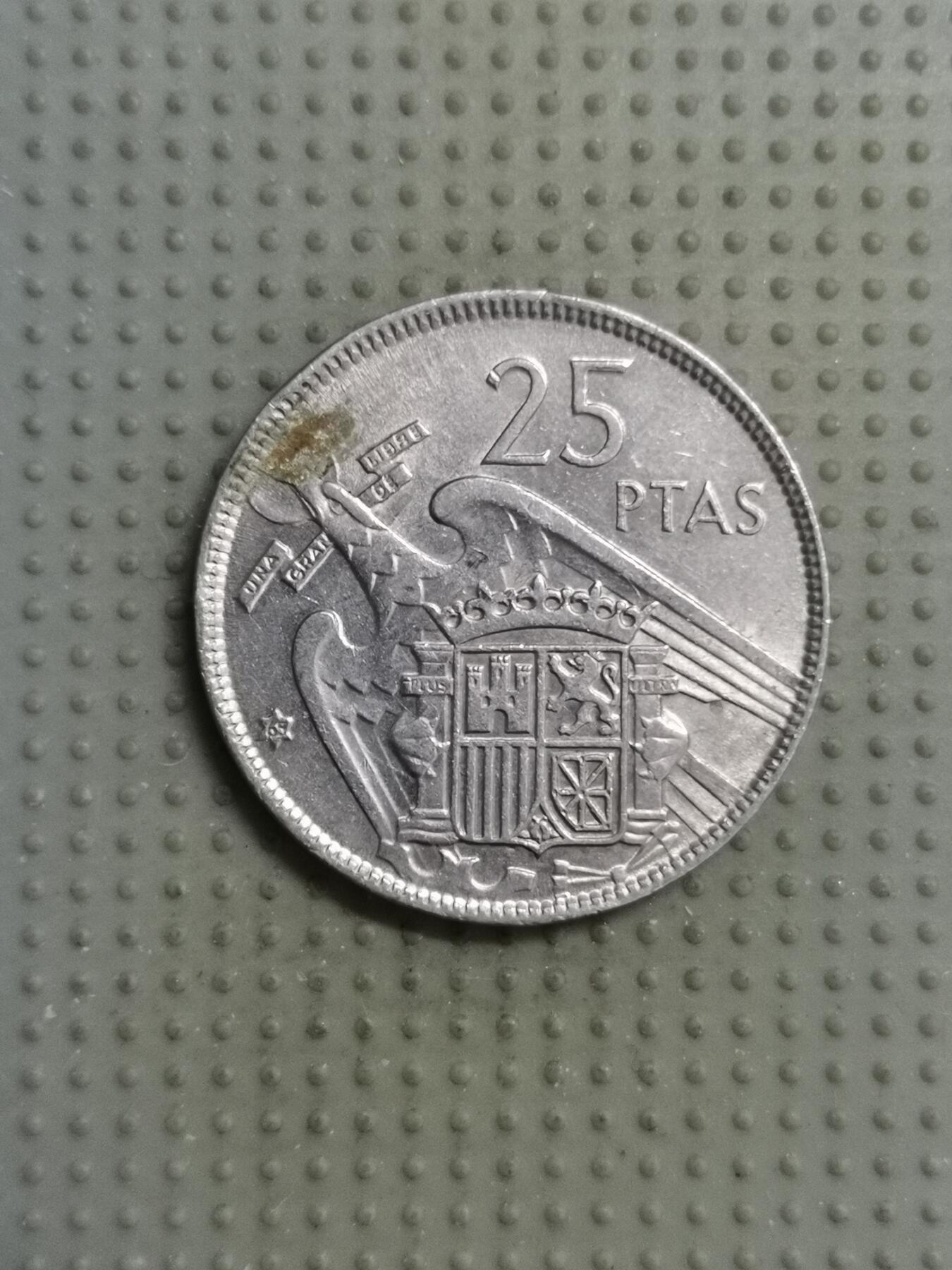 2025年第105场各国散币拍卖（总第105场）26号发一次货 西班牙1957年版（65）25比塞塔