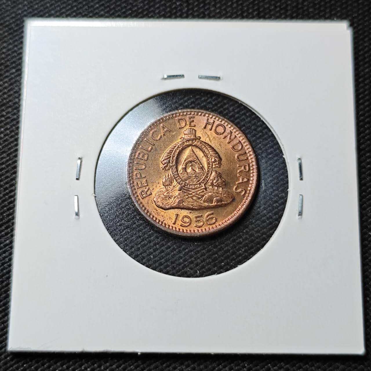 KK钱币收藏小铺  第358场  2月预留时间 周末发货  1956洪都拉斯2分铜币 好品