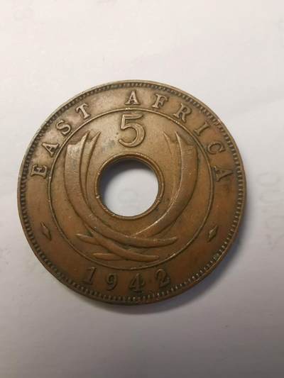 巨藏钱币限时第二场10月26日20：30 - 英属东非1942年5分铜币25.35mm