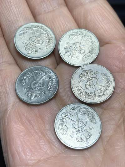 2025年第一百一十六场(总第一百四十二场）外国好品散币(免佣金) - 丹麦🇩🇰10欧尔5枚：1953年55年57年58年