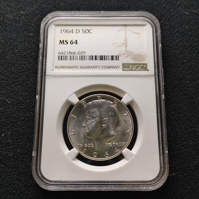 【全场包邮】纯粹捡漏拍471场（免费代拍第8场） - 美国1964年肯尼迪50分独年版高银币-NGC MS64