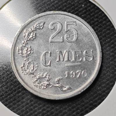 KK钱币收藏小铺  第358场  2月预留时间 周末发货 -  1970卢森堡25分