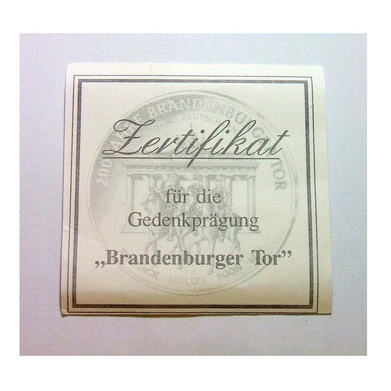 【旋风钱币】11月1日19:00准时开拍 精美欧洲币章、第三帝国钱币等 全场包邮！ 德国1991年勃兰登堡门竣工200年精制高浮雕大镀金章 带证书 40MM