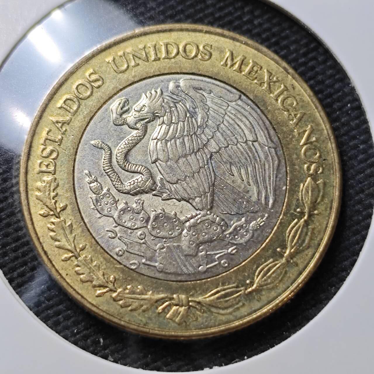 KK钱币收藏小铺  第358场  2月预留时间 周末发货  1999墨西哥10比索双色币