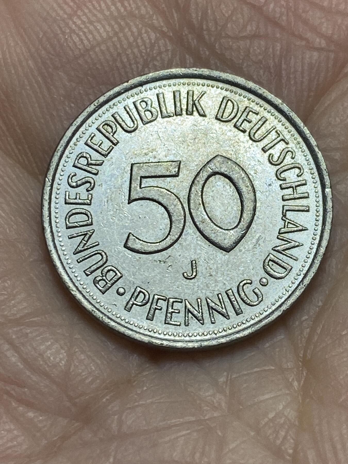 2025年第一百一十六场(总第一百四十二场）外国好品散币(免佣金) 德国🇩🇪1990年50芬尼(J标汉堡造)