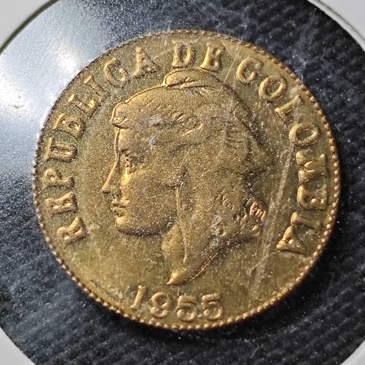 KK钱币收藏小铺  第358场  2月预留时间 周末发货  1955哥伦比亚2分铜币