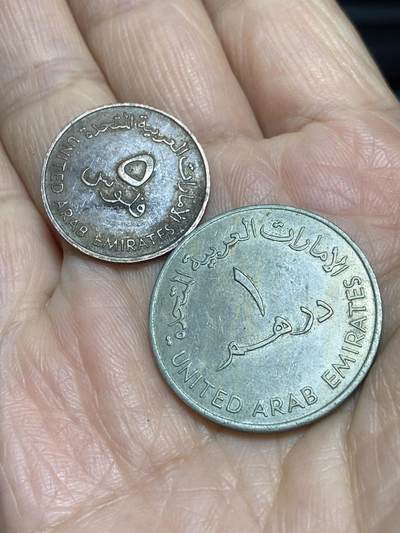 2025年第一百一十六场(总第一百四十二场）外国好品散币(免佣金) - 阿联酋🇦🇪2枚：1973年5费尔，1迪拉姆