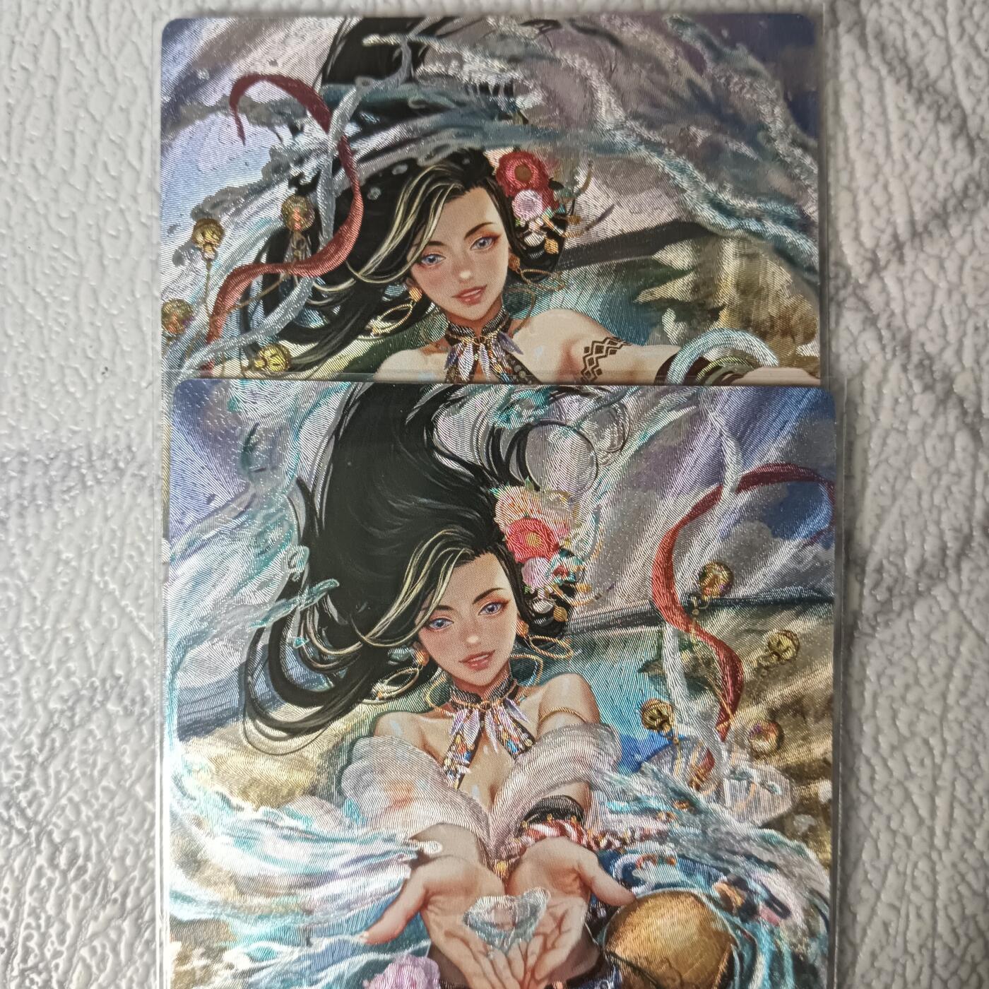 花开卡拍第44期（10月26号周日截拍，品控勿拍!!!拍品不寄存，运费5元，自制卡难免瑕疵，可能存在轻微撞角爆边等出厂瑕疵，品控介意勿拍！） 卡玩帕克 水浒姬 阮小二双服饰 粗闪2张