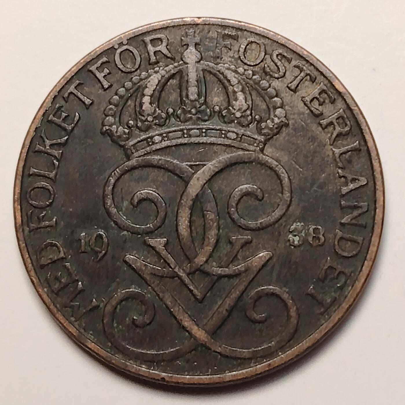 布加迪🐬～世界钱币(上海)🌾第 254 期 /  各国套币和散币 瑞典🇸🇪 1938年 5欧尔