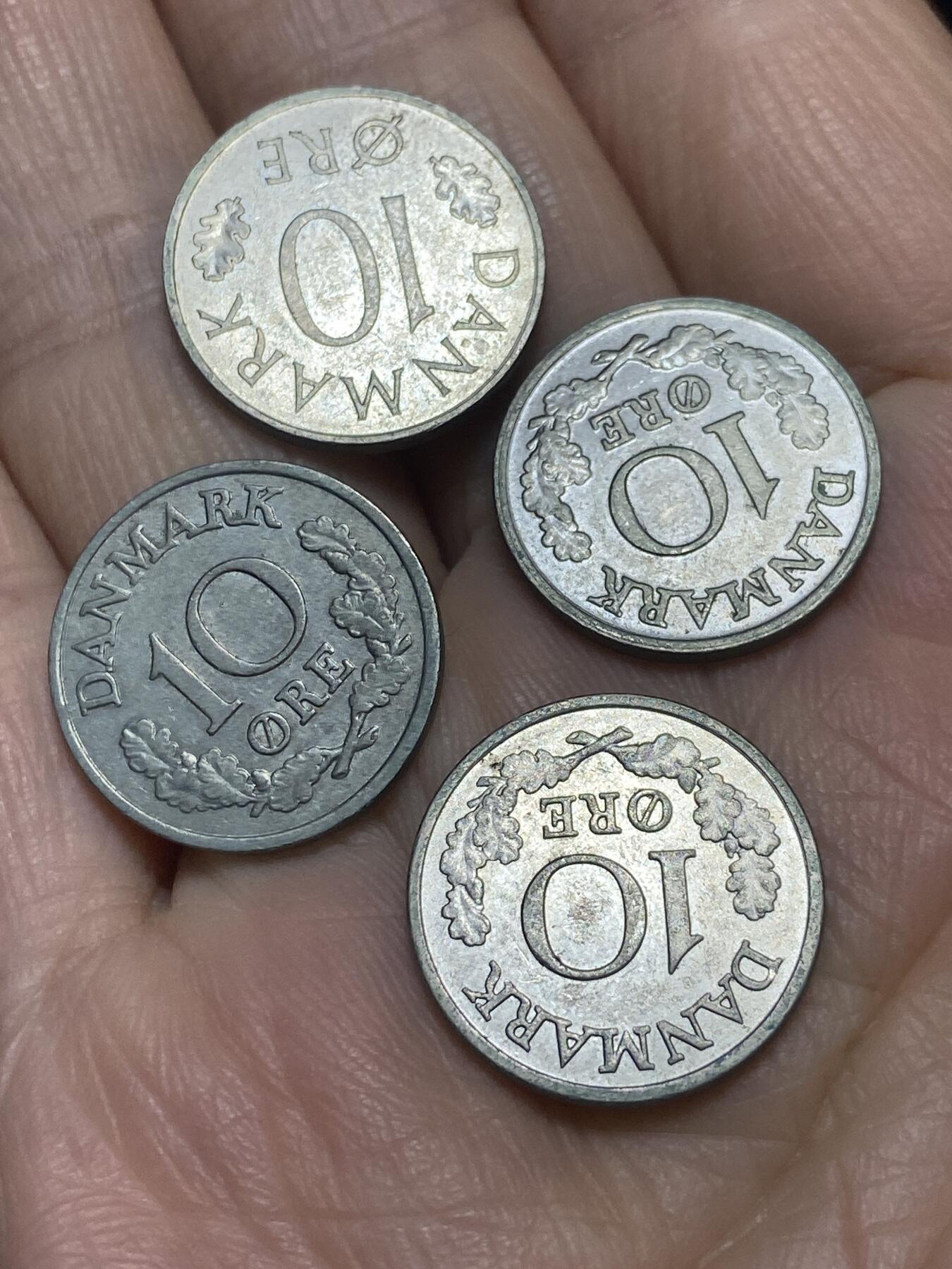 2025年第一百一十六场(总第一百四十二场）外国好品散币(免佣金) 丹麦🇩🇰10欧尔4枚：1961年67年69年77年